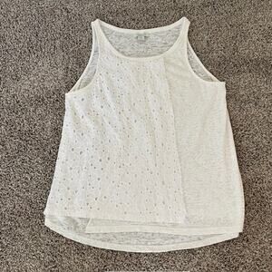 Sundance‎ Tee Tank White Eyelet Front Burnout Lower Layer Women's Medium